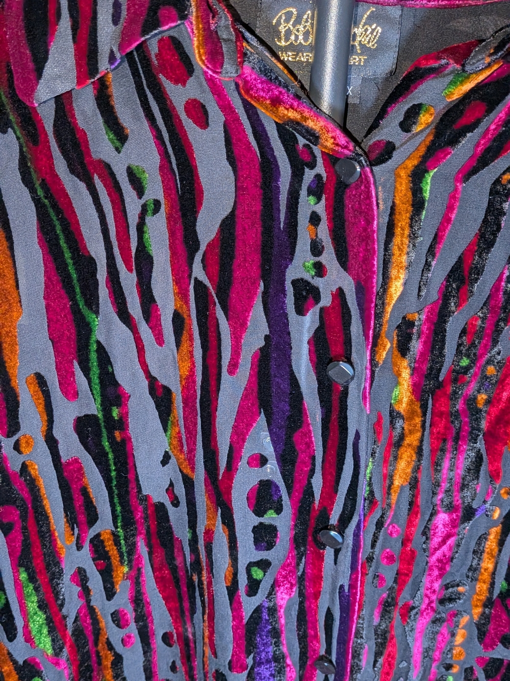 Bob Mackie Wearable Art Velvet Burnout Blouse 2X - Picture 2 of 4